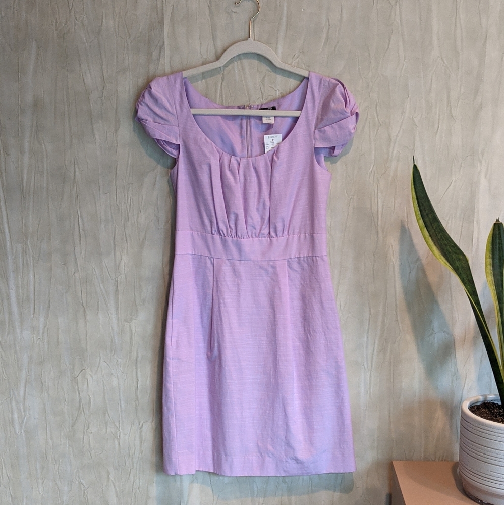 J.Crew Lavender Cap Sleeve Silk Blend Dress